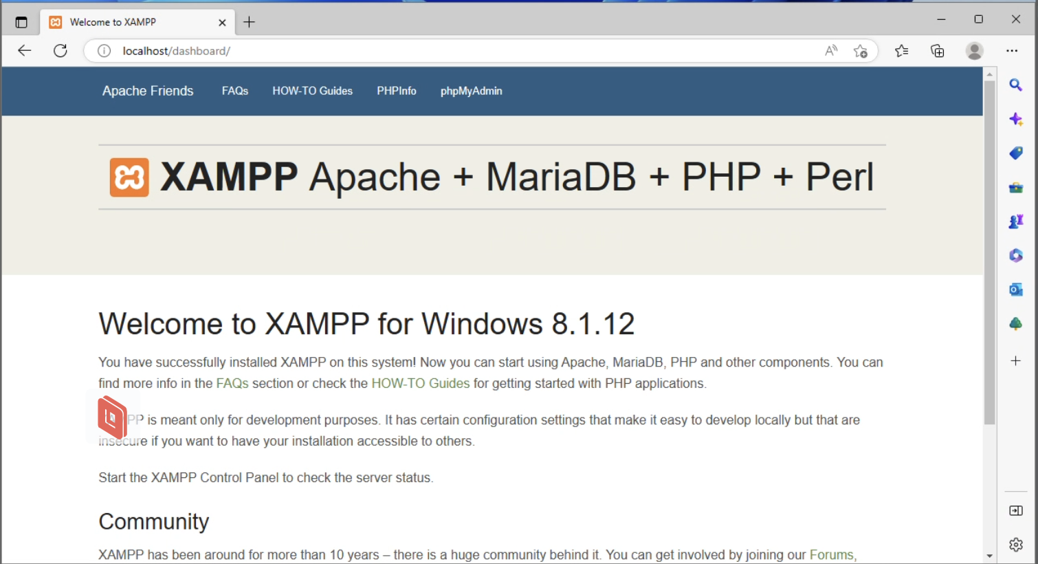 Windows XAMPP index